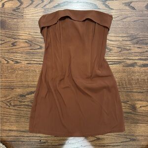 With Jean brown strapless dress ! Size medium new with tags